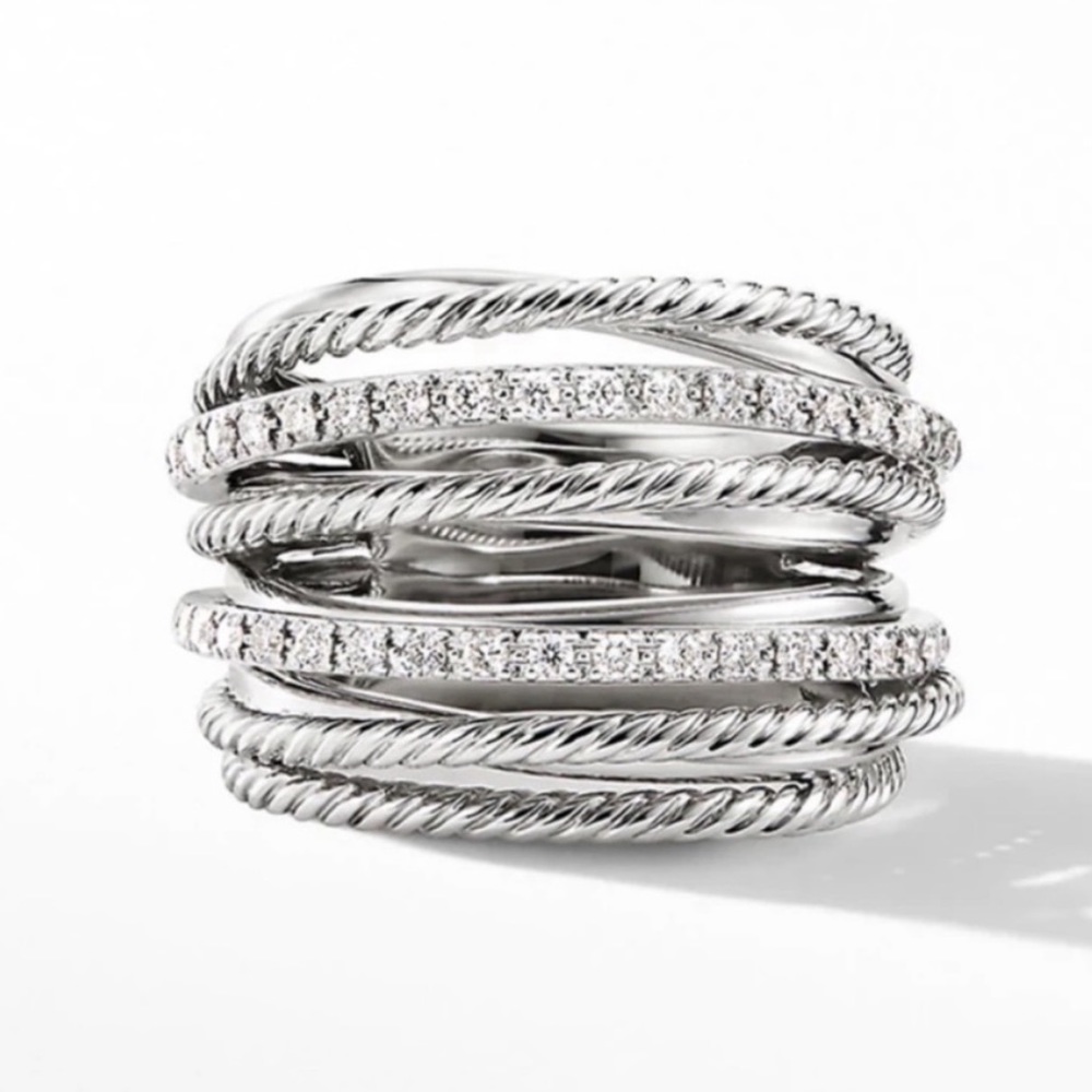 NEW MULTI LAYER 925 STERLING SILVER RING, CUTE RING, SHINY RING. - Picture 2 of 4